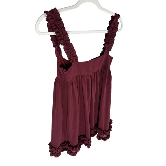 MAJORELLE Chandra Mini Dress Ruffle Trim Party Evening Babydoll Oxblood XS - Picture 10 of 10